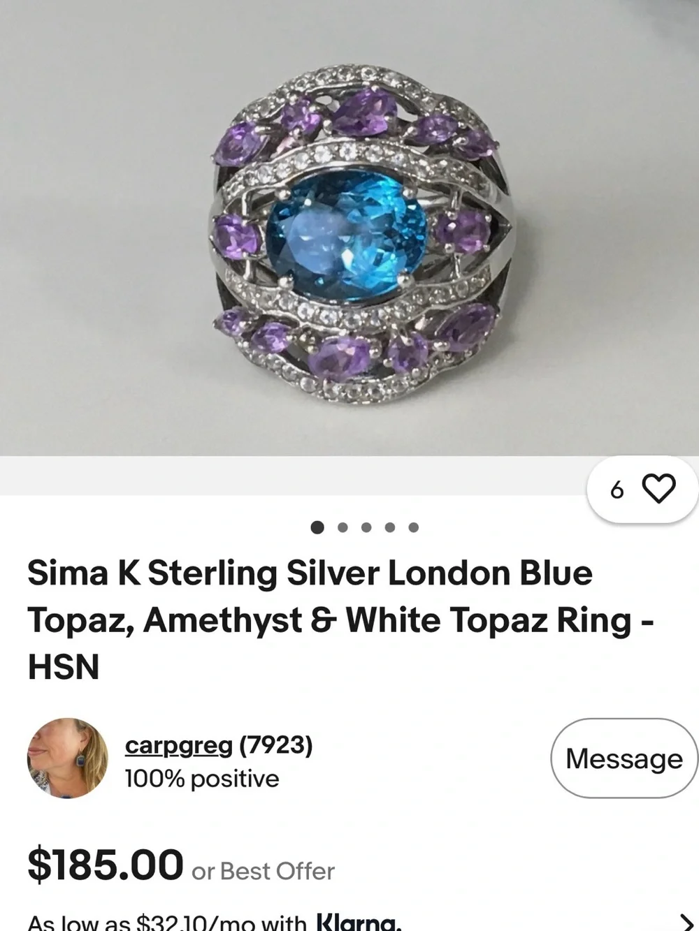 Sima K Blue Center Stone with Purple Accents Cocktail Ring